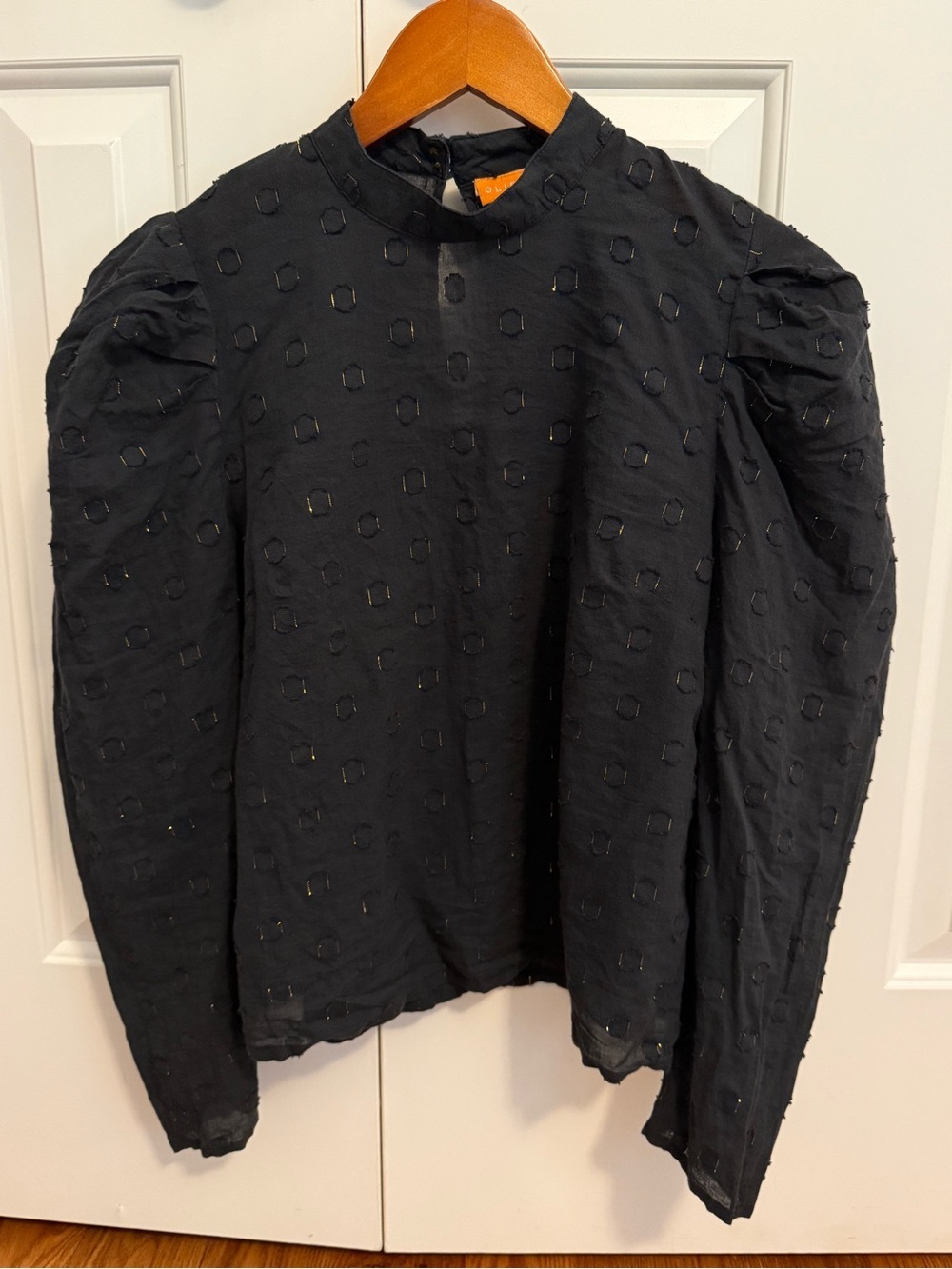 Oliphant High Neck Puff Sleeve Blouse Size Small